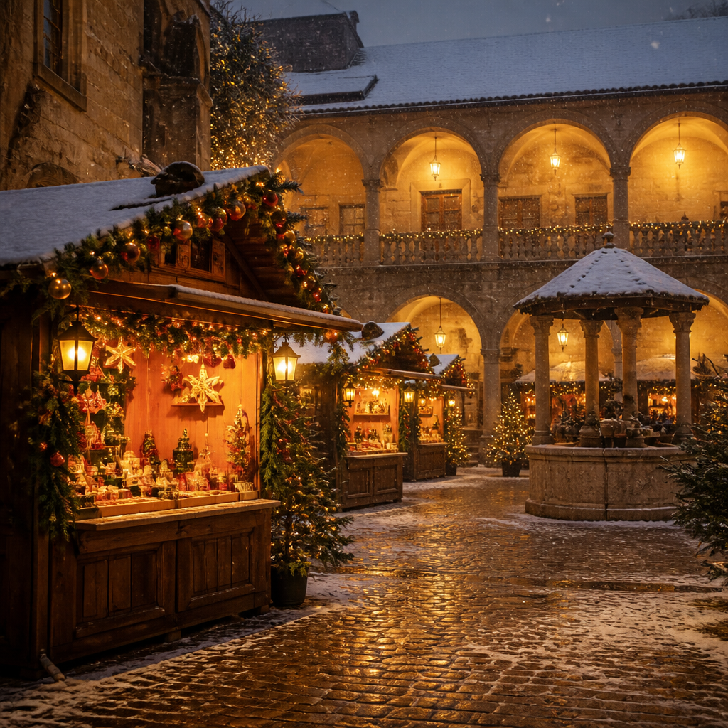 Stimmungsvoller Weihnachtsmarkt Geheimtipp Österreich im historischen Kreuzgang mit Lichterglanz
