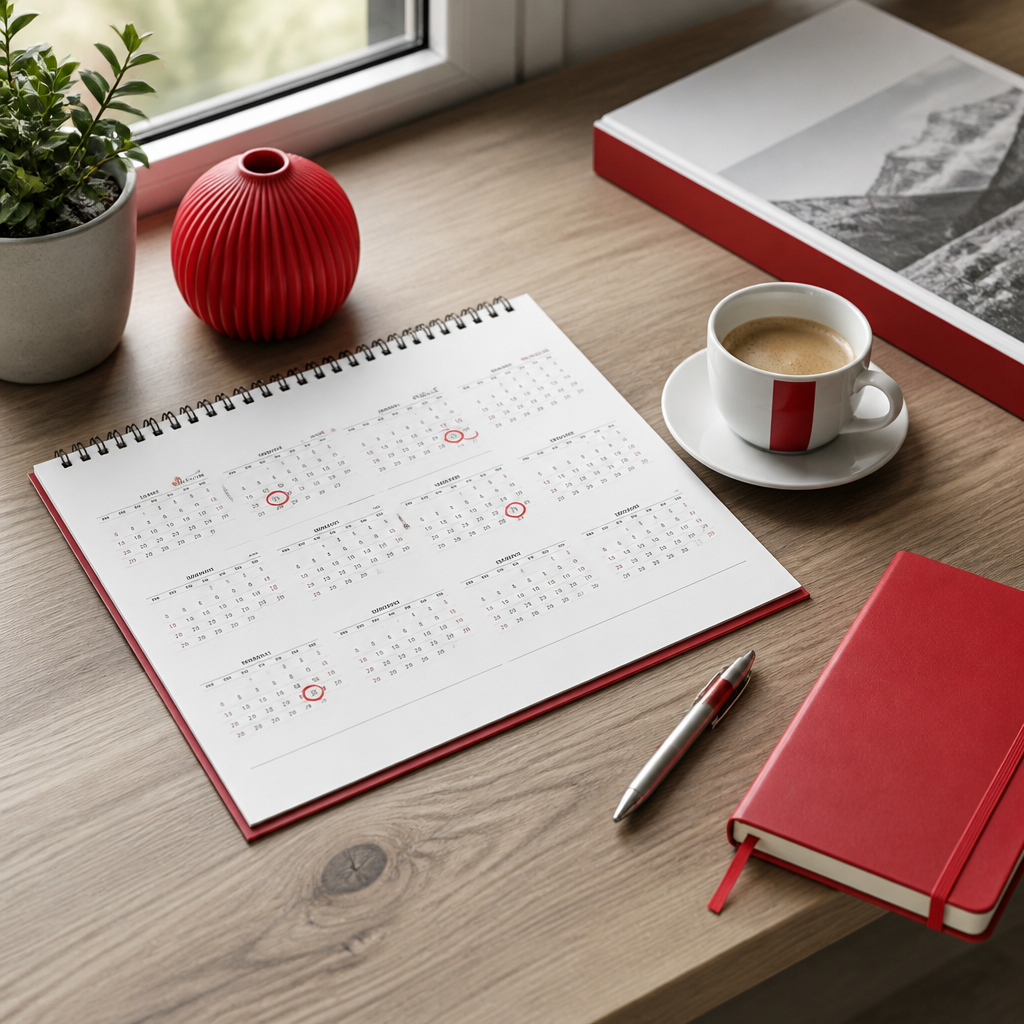 Symbolbild: Kalender zur Planung der Feiertage Österreich 2027 mit markierten Terminen
